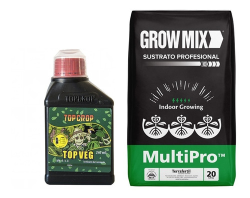 Sustrato Growmix Multipro Perlita 20lts Con Top Crop Veg 250