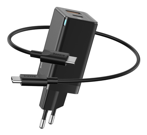 Carregador Rápido Baseus Gan Mini 45w + Cabo Usb-c 60w Cor Preto