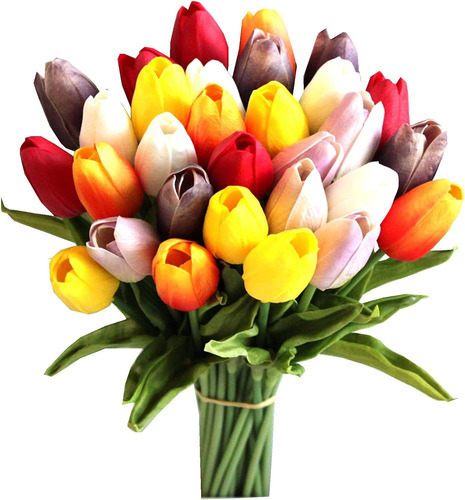 Flores Artificiales 20 Tulipanes Hogar Fiesta Deco - Mcolor