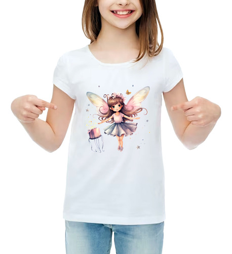 Remera Nena Niña Infantil Fantasia Princesa Hada Acuarela 25