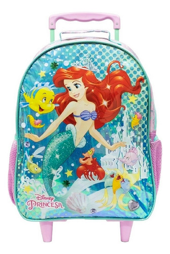 Mochila A Pequena Sereia O Filme 2023 Com Rodinhas Disney+ Cor Rosa