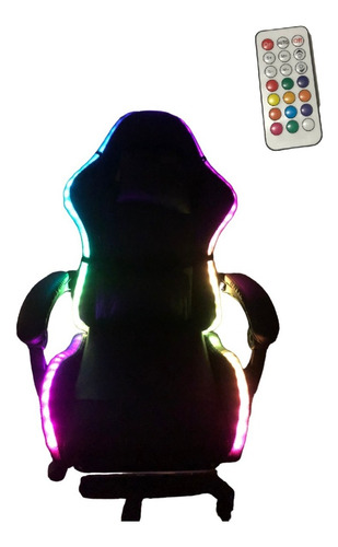 Imagen 3 de 9 de Silla Gamer Reclinable Giratoria Ergonómica Rgb Descansapies