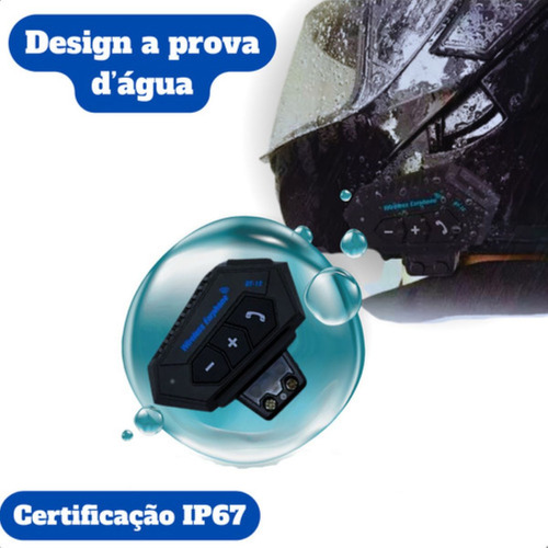 Fone De Ouvido Transmissor Bluetooth 5.0 Para Capacete Moto