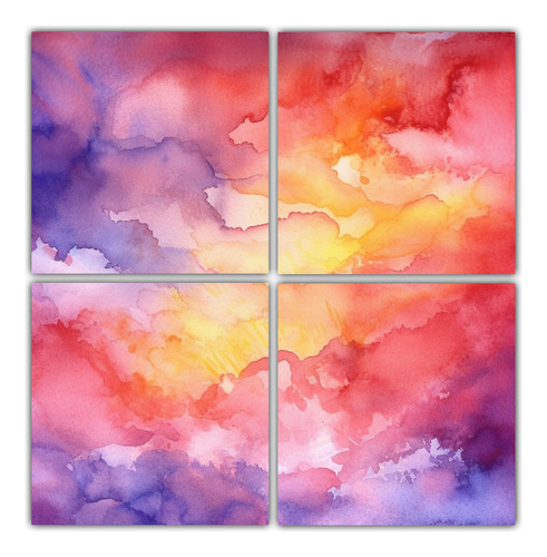 40x40cm Cuatro Telas Abstractas Multicolor - ¡compra Ahora!