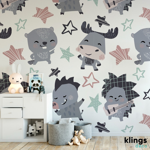 Imagen 7 de 9 de Vinilos Decorativos Mural Empapelado Animales Bebes Infantil