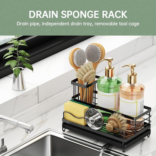 Soporte Para Esponja Fregadero Cocina Con Bandeja De Drenaje