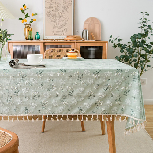 Mantel Rectangular De Algodón Lilacstassels Para Decoración