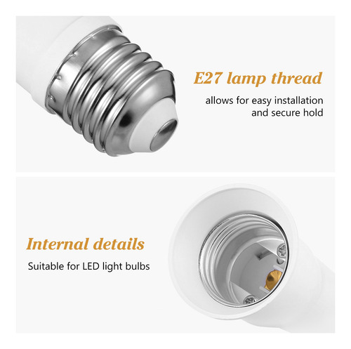 Extensor De Bombilla Con Base E27, 2 Unidades