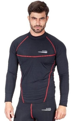 Blusa Segunda Pele Masculina Tutto Preta Vermelha