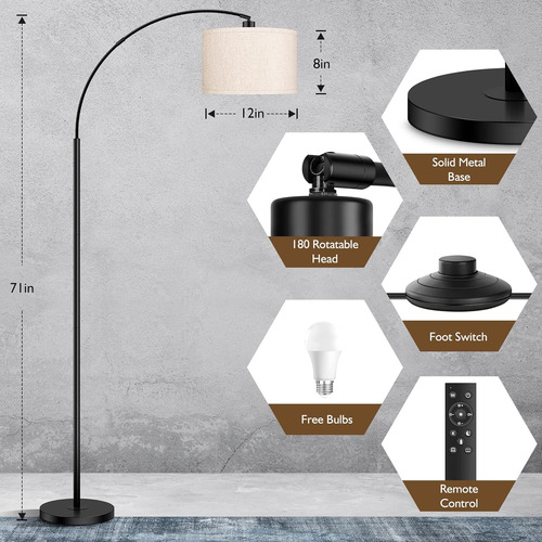 Lámparas De Pie Arco Para Sala De Estar Con Control Remoto