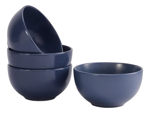 Juego De 4 Bowls De Cerámica Crown Baccara Color Azul marino