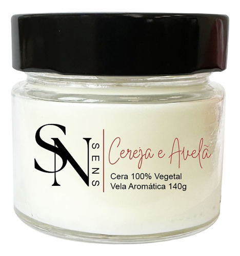 SENS Velas vela aromática cereja e avelã premium 140g com cera de coco