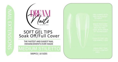 Tips Soft Gel - Medium Stiletto - Dream Nails (500pcs)