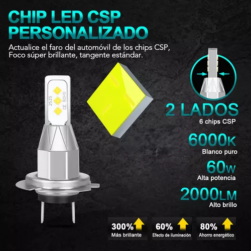 Combo H7 + H7 LED Kit de bombillas de faros de luz baja alta 6500K blanco