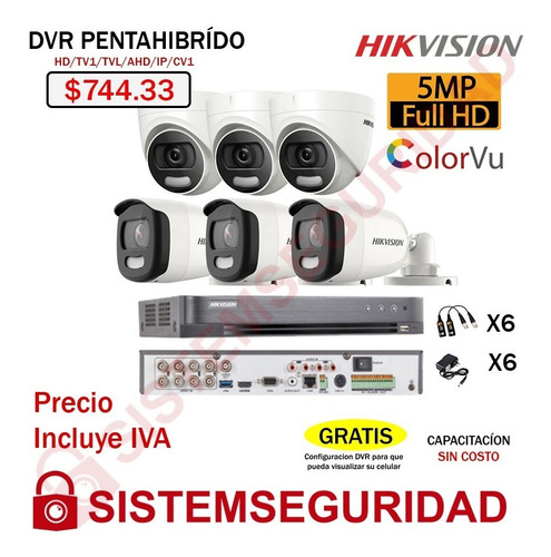 Imagen 4 de 7 de Kit 2 4 8 Camara De Seguridad 5mp Colorvu Color Vu Hikvision