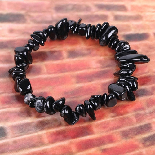 Pulsera De Obsidiana Natural En Chips