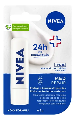 NIVEA Protetor Labial Med Repair FPS15 4,8g, Hidratação Intensa 2...