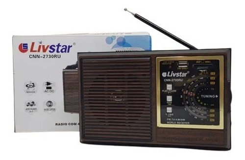 Radio Livstar Retro - Modelo 2730ru Recarregavel Retro Am/fm