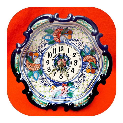 Imagen 1 de 2 de Reloj De Talavera Poblana De 30 Cm Barroco Color