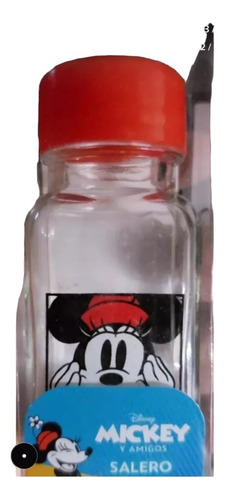 Salero De Vidrio Mickey Mouse Minnie Cocina Rojo Recipiente