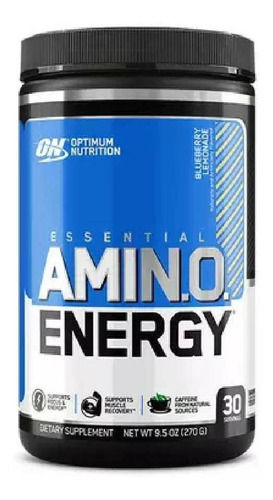 Suplemento en polvo Optimum Nutrition  Essential Amin.o. Essential Amin.o. Energy aminoácidos sabor blueberry lemonade en pote de 270g