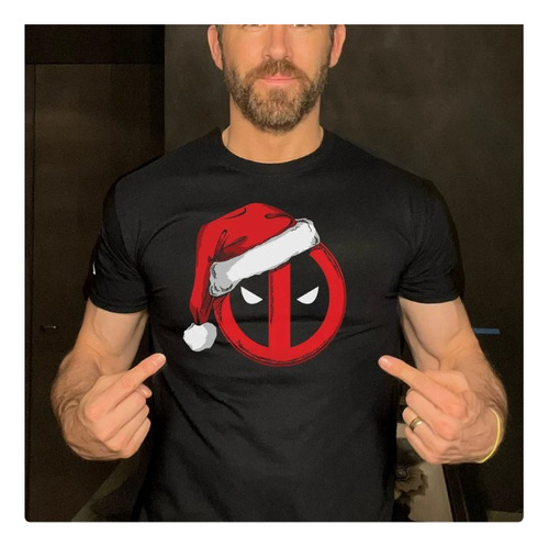 Polera Unisex Deadpool Comic Logo Navidad Algodon Estampado