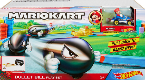 Hot Wheels Mario Pista Kart Lanzador Bullet Bill Mattel