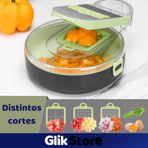 Mandolina Picadora Cortadora Rallador Verduras Multifuncion Gris/verde