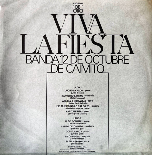 Banda 12 De Octubre De Caimito - Viva La Fiesta Porro - Lp (Usado)