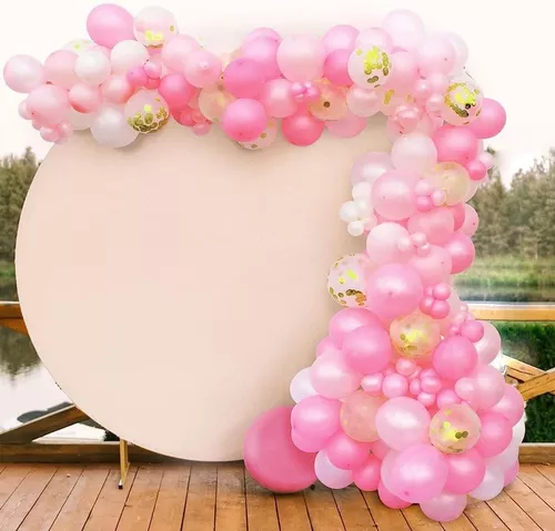 Decoraciones de Bautizo Niñas Fiestas kit Arco de globos Rosa y blanco  Globos