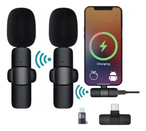 Micrófono K9 Inalámbrico 2 En 1 De Solapa iPhone O Tipo C
