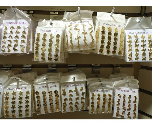 12 Aretes Topos Topitos En Acero Inoxidable Zarcillo