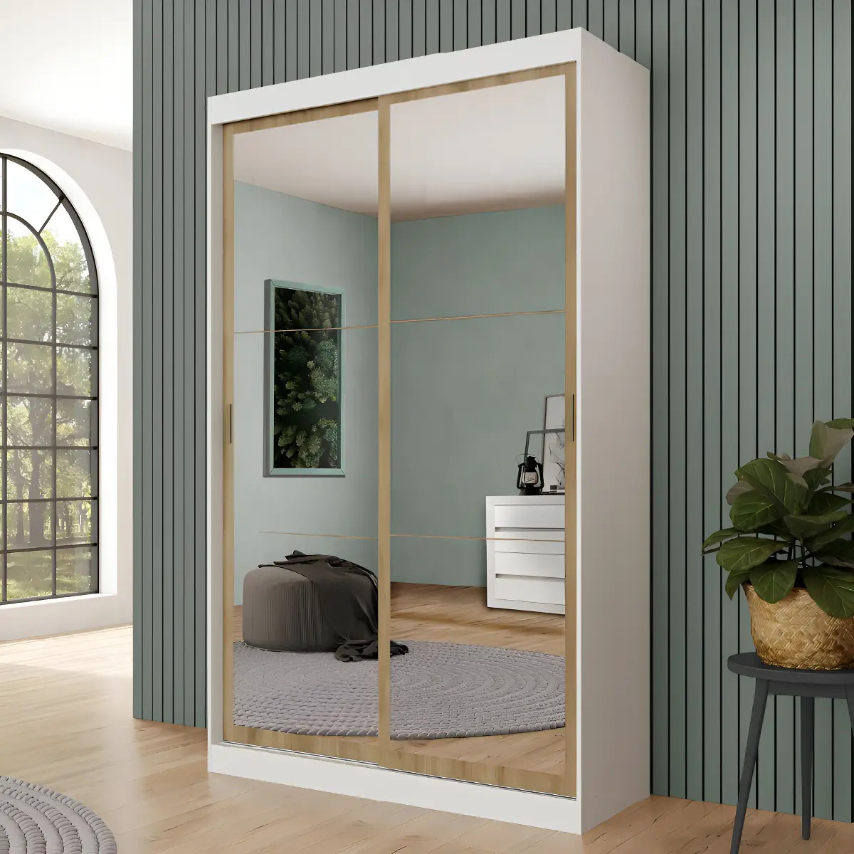 Guarda-Roupa Casal Com Espelho Móveis Carraro 2 Portas Corrediça MDF