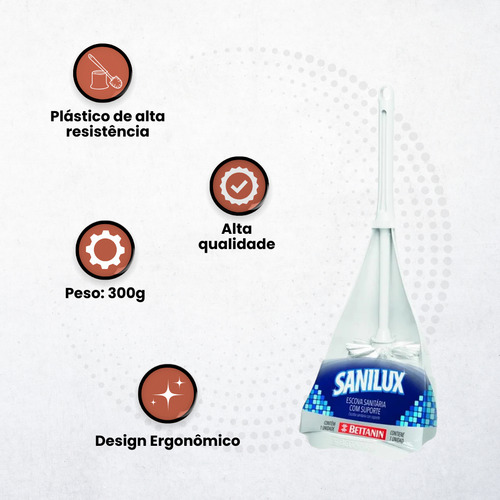 Escova Sanitária Com Suporte Branca Sanilux Bettanin
