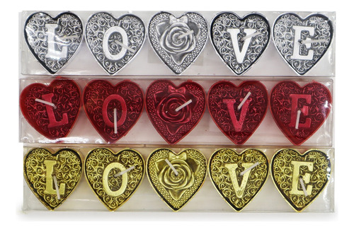 5 Piezas Velas Con Forma De Corazón Love Diseño Elegante 