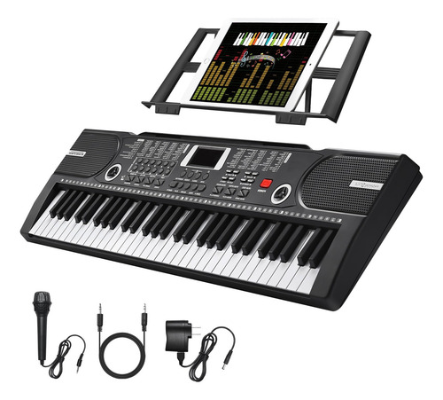 Teclado Electrónico Portátil De 61 Teclas Para Principiantes Negro