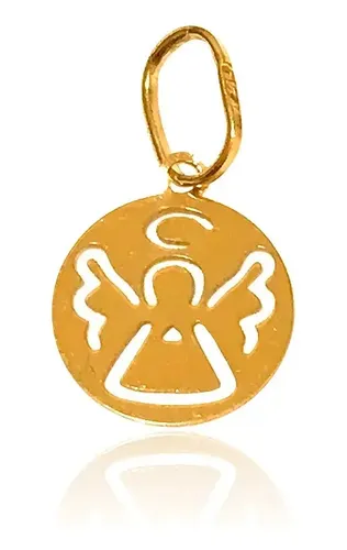 Pingente Infantil Anjo Da Guarda Redondo Vazado Mini 8mm Berloque Charm Ouro 18k 750 Legítimo Fé Proteção Religioso Delicado Presente BlueOne Joias