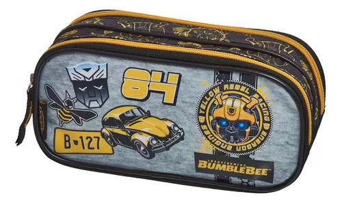 Estojo Duplo Infantil Transformers Bumblebee Pacific Cor Cinza