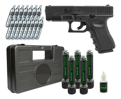 Kit Pistola G11 Glock 6.0 Rossi + Maleta + Esferas Aço + Co2