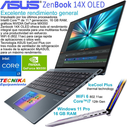 Imagen 2 de 8 de Asus Zenbook 14x Oled Touch I7 16gb 1tb Rtx2050 2880x1800