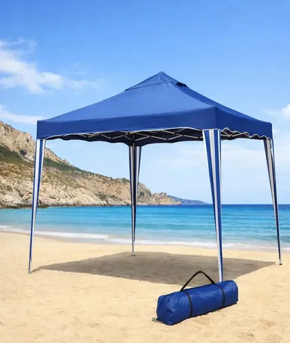 Gazebo articulado 3x3 tenda para praia aço cor azul
