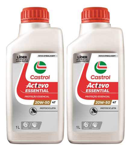 Óleo Motor Moto Castrol Actevo Essential 4t 20w-50-2 Litros