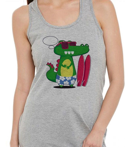 Musculosa Dinosaurio Con Tablas De Surf Summertime