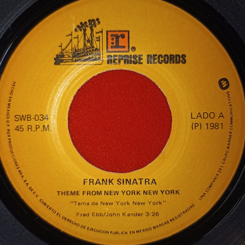Frank Sinatra New York Disco Vinilo Single Acetato