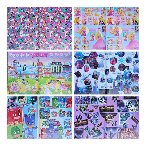 Papel De Regalo Infantil 51cm X 75cm Pack De 50unds Surtidos