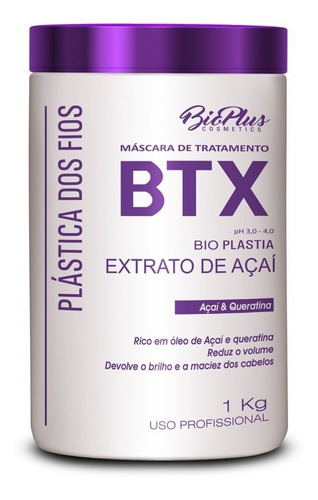 Alisamento Com Formol Btx Plastica Açaí Bio Plus 1kg