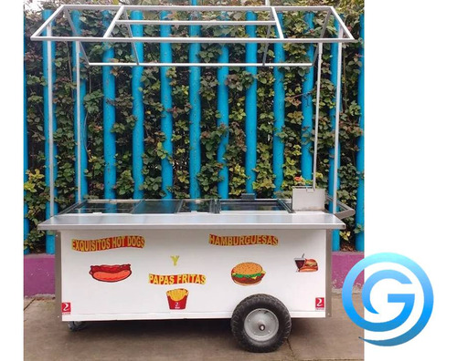 Carrito Para Hot Dogs Y Hamburguesas Con Toldo