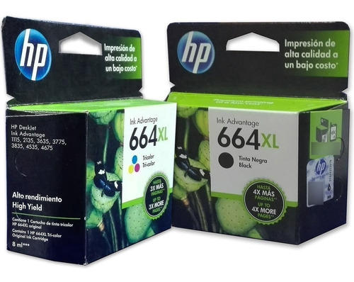 Combo 2 Cartucho Tinta Hp 664xl Color F6v30al Negro F6v31a