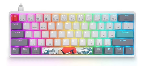 Teclado gamer inalámbrico Skyloong GK61 QWERTY color coral sea con luz RGB