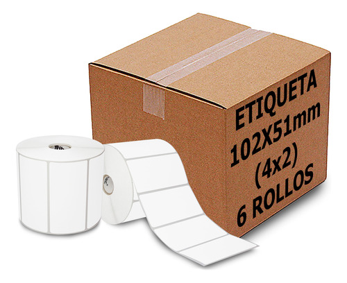 6 Rollos Etiqueta 102x51 Mm Transferencia Térmica 1500 C/u